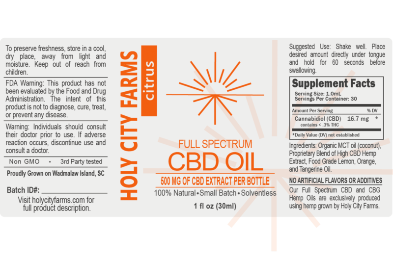 Label for Full Spectrum CBD Oil - citrus