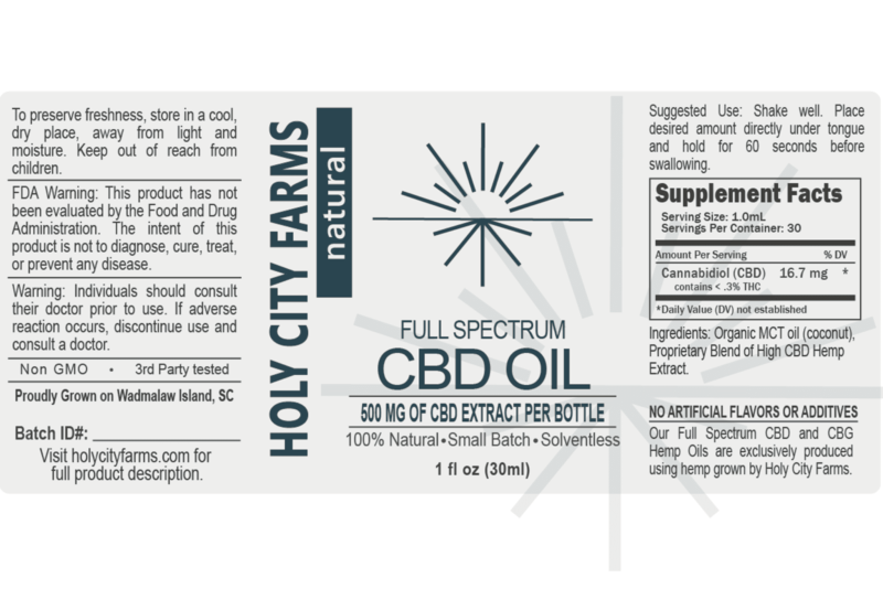 Label for Full-Spectrum Natural CBD Oil