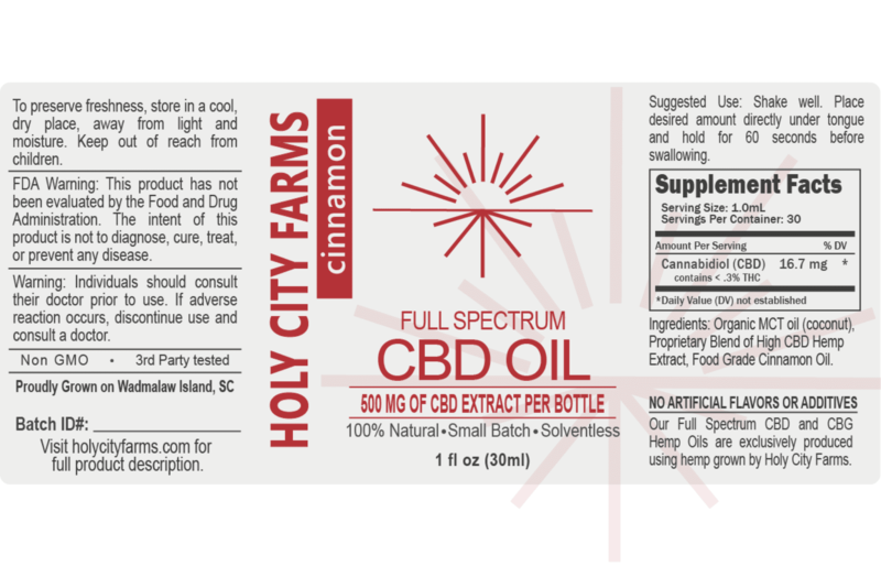 Label for Full Spectrum CBD Oil - cinnamon
