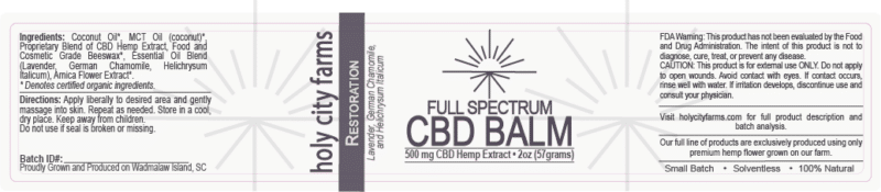 Restoration CBD Balm Label